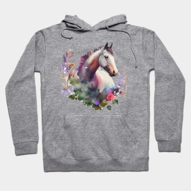 Horse Floral Hoodie by Mixtgifts